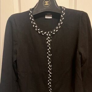 CHANEL Black Blazer with White Trim